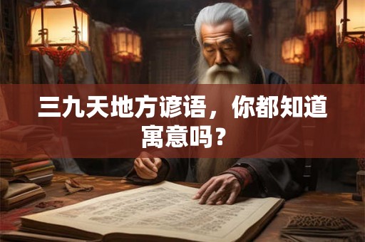 三九天地方谚语，你都知道寓意吗？