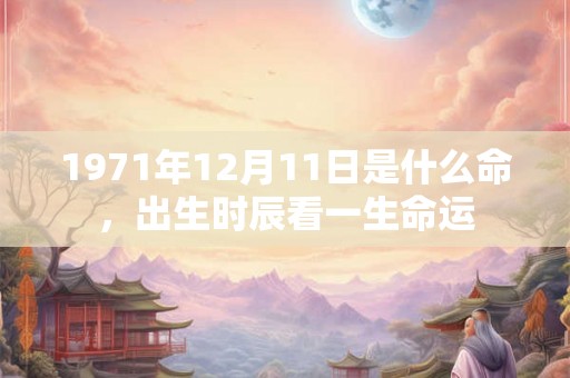 1971年12月11日是什么命，出生时辰看一生命运