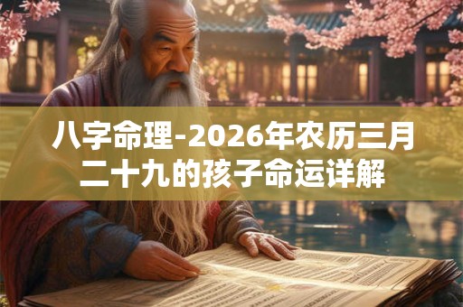八字命理-2026年农历三月二十九的孩子命运详解