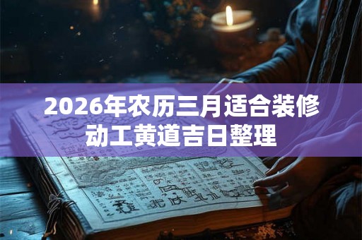 2026年农历三月适合装修动工黄道吉日整理
