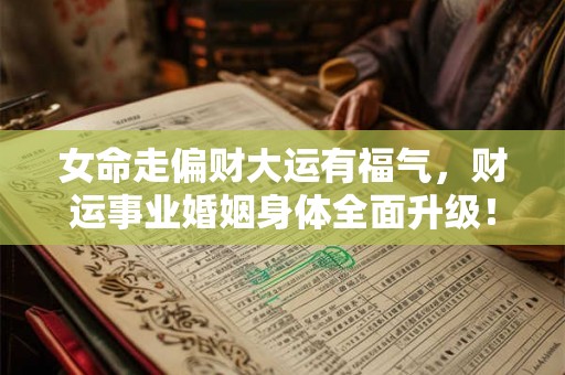 女命走偏财大运有福气，财运事业婚姻身体全面升级！