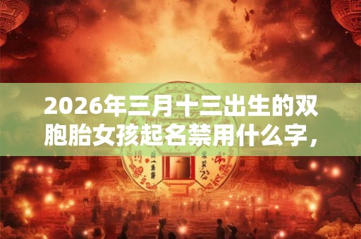 2026年三月十三出生的双胞胎女孩起名禁用什么字，五行属什么