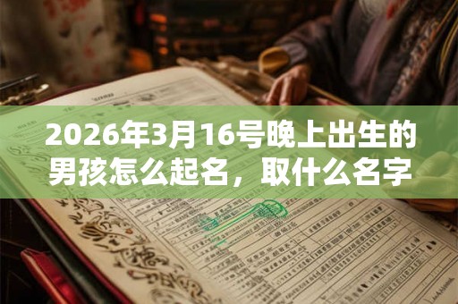 2026年3月16号晚上出生的男孩怎么起名，取什么名字吉祥？