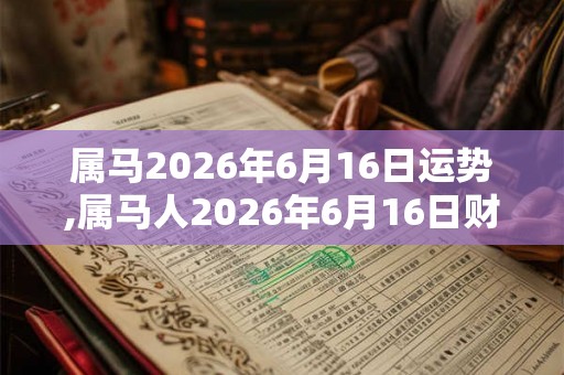 属马2026年6月16日运势,属马人2026年6月16日财运,生肖马2026年6月16日运势
