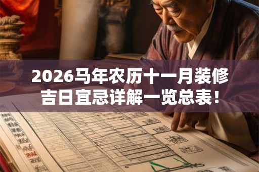 2026马年农历十一月装修吉日宜忌详解一览总表！