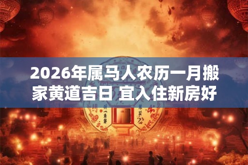 2026年属马人农历一月搬家黄道吉日 宜入住新房好日子