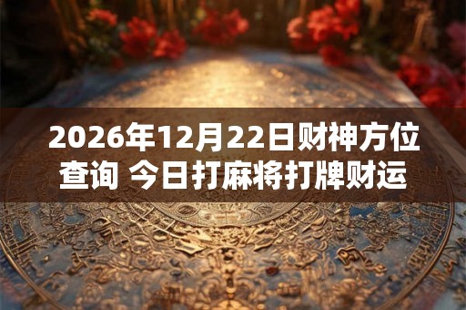 2026年12月22日财神方位查询 今日打麻将打牌财运方位