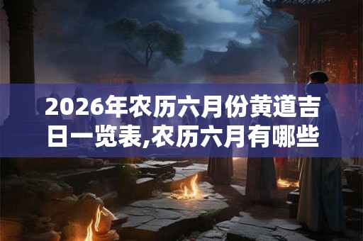 2026年农历六月份黄道吉日一览表,农历六月有哪些好日子？