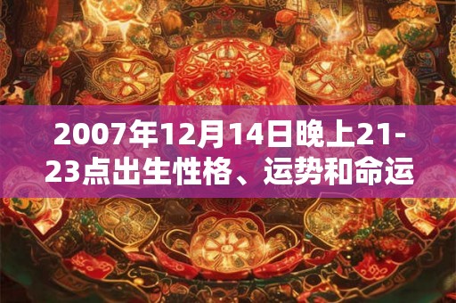 2007年12月14日晚上21-23点出生性格、运势和命运 2007年12月14日晚上21-23点出生性格、运势和命运