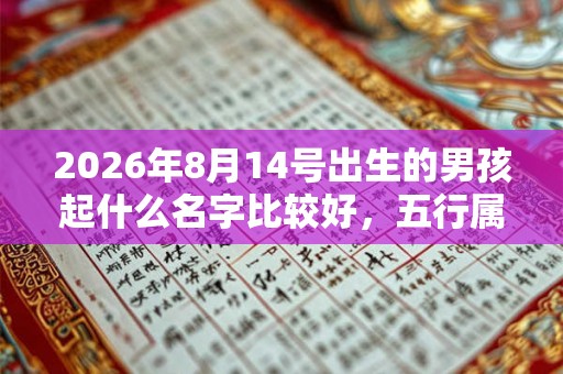 2026年8月14号出生的男孩起什么名字比较好，五行属什么
