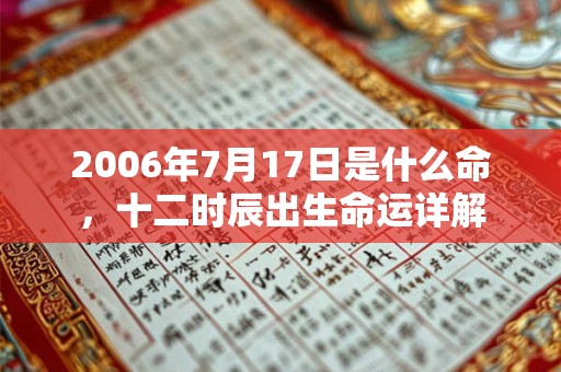 2006年7月17日是什么命，十二时辰出生命运详解