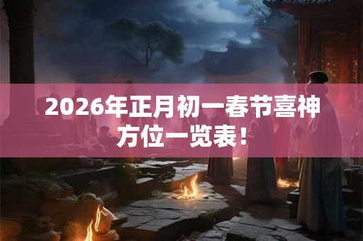 2026年正月初一春节喜神方位一览表！