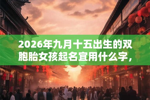 2026年九月十五出生的双胞胎女孩起名宜用什么字，五行属什么