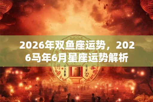 2026年双鱼座运势，2026马年6月星座运势解析