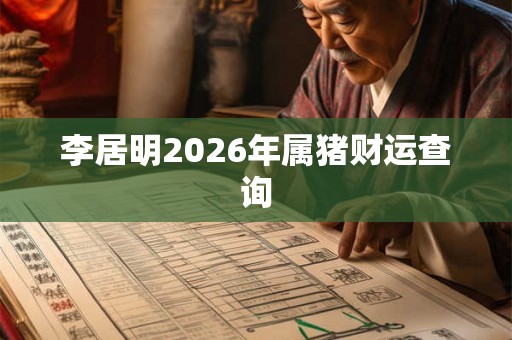 李居明2026年属猪财运查询