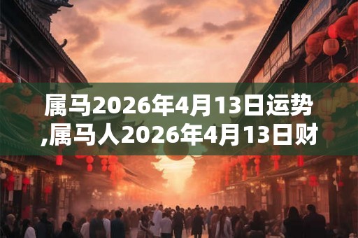 属马2026年4月13日运势,属马人2026年4月13日财运,生肖马2026年4月13日运势