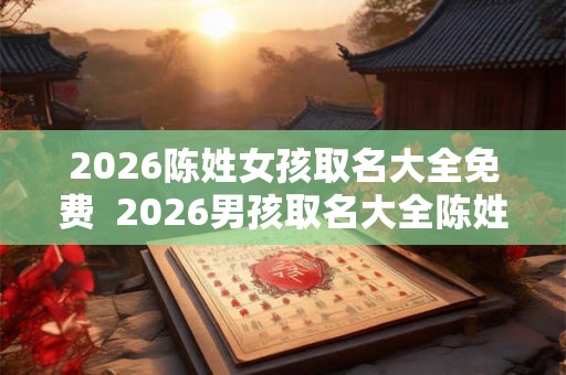 2026陈姓女孩取名大全免费  2026男孩取名大全陈姓