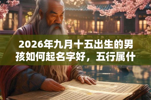 2026年九月十五出生的男孩如何起名字好，五行属什么