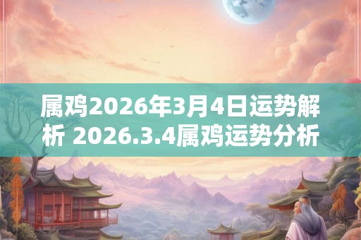 属鸡2026年3月4日运势解析 2026.3.4属鸡运势分析 属鸡2026年3月4日运势解析 2026.3.4属鸡运势分析