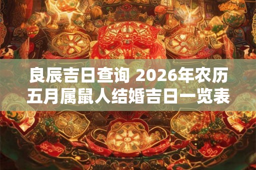 良辰吉日查询 2026年农历五月属鼠人结婚吉日一览表
