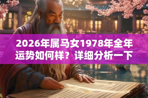 2026年属马女1978年全年运势如何样？详细分析一下