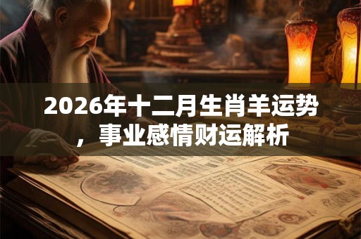 2026年十二月生肖羊运势，事业感情财运解析