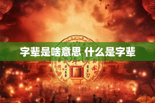 字辈是啥意思 什么是字辈