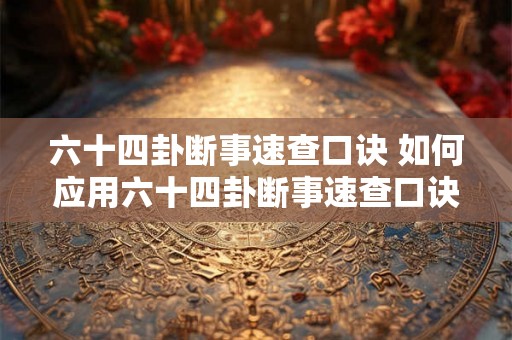 六十四卦断事速查口诀 如何应用六十四卦断事速查口诀