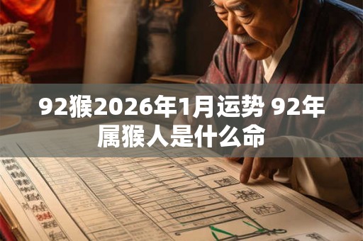92猴2026年1月运势 92年属猴人是什么命