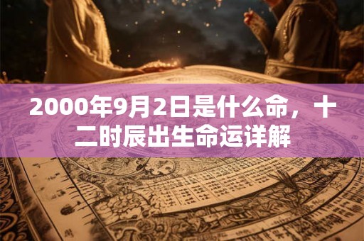 2000年9月2日是什么命，十二时辰出生命运详解