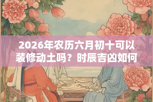 2026年农历六月初十可以装修动土吗？时辰吉凶如何？