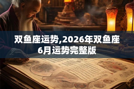 双鱼座运势,2026年双鱼座6月运势完整版