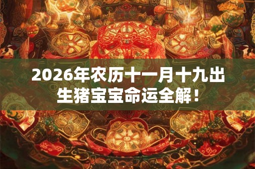 2026年农历十一月十九出生猪宝宝命运全解！