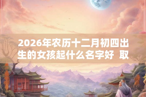 2026年农历十二月初四出生的女孩起什么名字好 取名最佳字 2026年农历十二月初四出生的女孩起什么名字好 取名最佳字