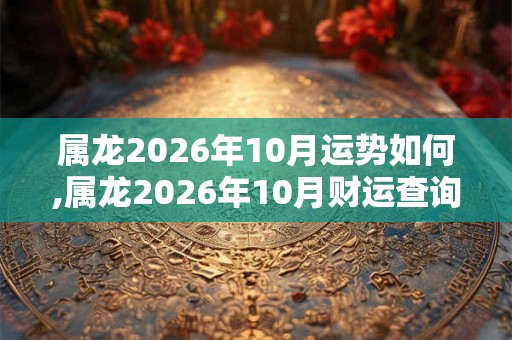 属龙2026年10月运势如何,属龙2026年10月财运查询