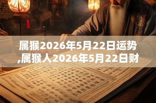 属猴2026年5月22日运势,属猴人2026年5月22日财运,生肖猴2026年5月22日运势