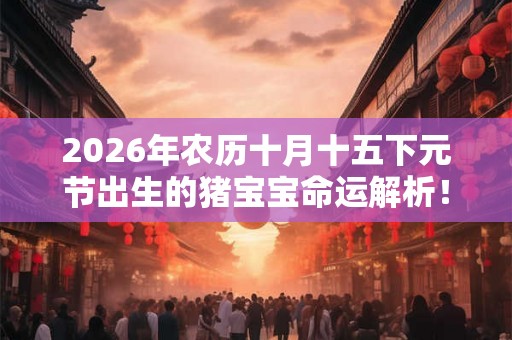 2026年农历十月十五下元节出生的猪宝宝命运解析！