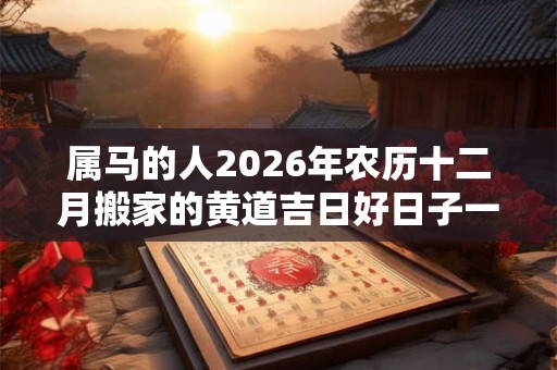 属马的人2026年农历十二月搬家的黄道吉日好日子一览！