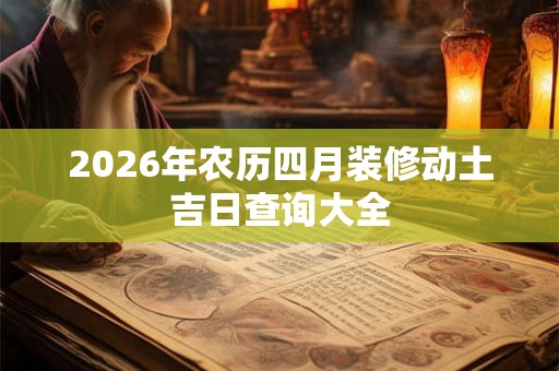 2026年农历四月装修动土吉日查询大全