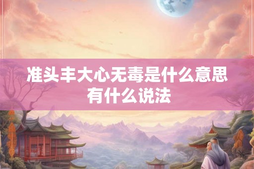 准头丰大心无毒是什么意思 有什么说法