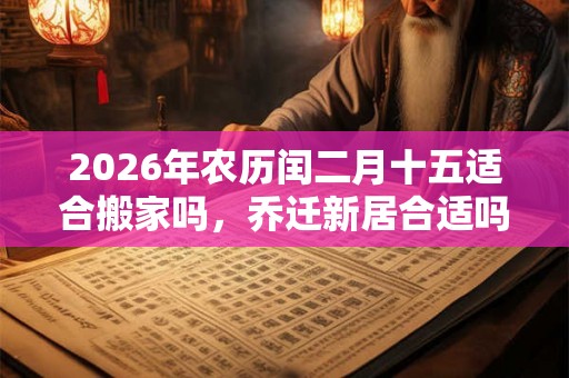 2026年农历闰二月十五适合搬家吗，乔迁新居合适吗？