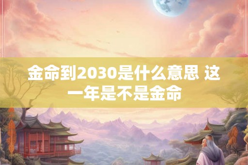 金命到2030是什么意思 这一年是不是金命