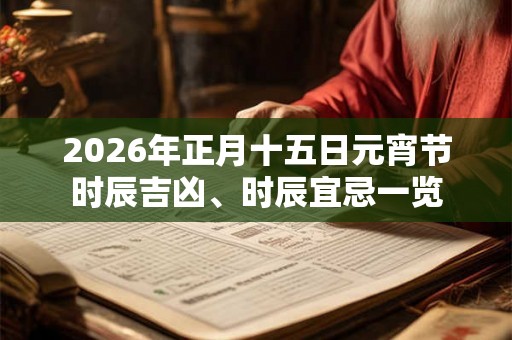 2026年正月十五日元宵节时辰吉凶、时辰宜忌一览