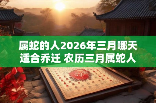 属蛇的人2026年三月哪天适合乔迁 农历三月属蛇人搬家吉日