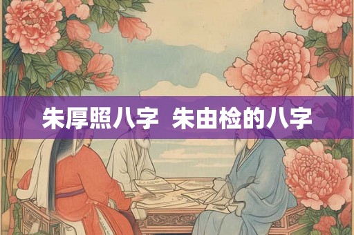 朱厚照八字  朱由检的八字