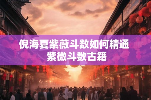 倪海夏紫薇斗数如何精通  紫微斗数古籍