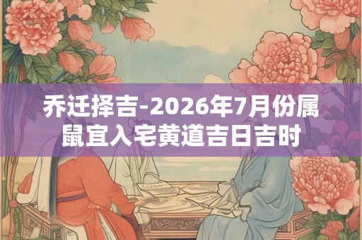 乔迁择吉-2026年7月份属鼠宜入宅黄道吉日吉时 乔迁择吉-2026年7月份属鼠宜入宅黄道吉日吉时