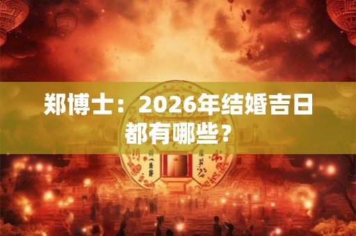 郑博士：2026年结婚吉日都有哪些？