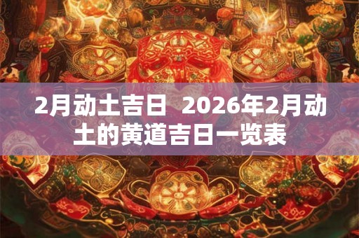 2月动土吉日  2026年2月动土的黄道吉日一览表