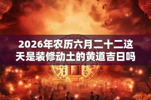 2026年农历六月二十二这天是装修动土的黄道吉日吗？